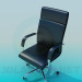 3d model Black leather chair on wheels - preview