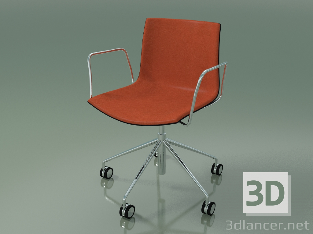 3d model Silla 0466 (5 ruedas, con reposabrazos, con tapizado delantero, polipropileno PO00109) - vista previa