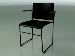 Silla apilable con reposabrazos 6603 (polipropileno negro, V25)