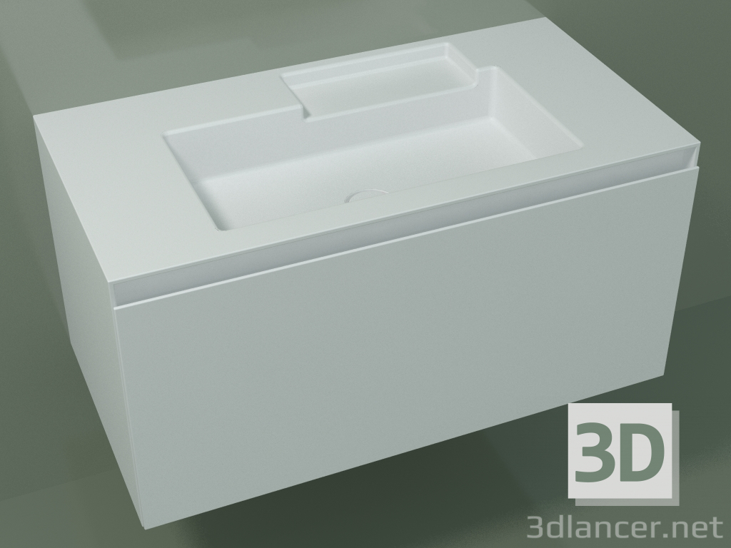 3d model Lavabo con cajón (L 96, P 50, H 48 cm) - vista previa