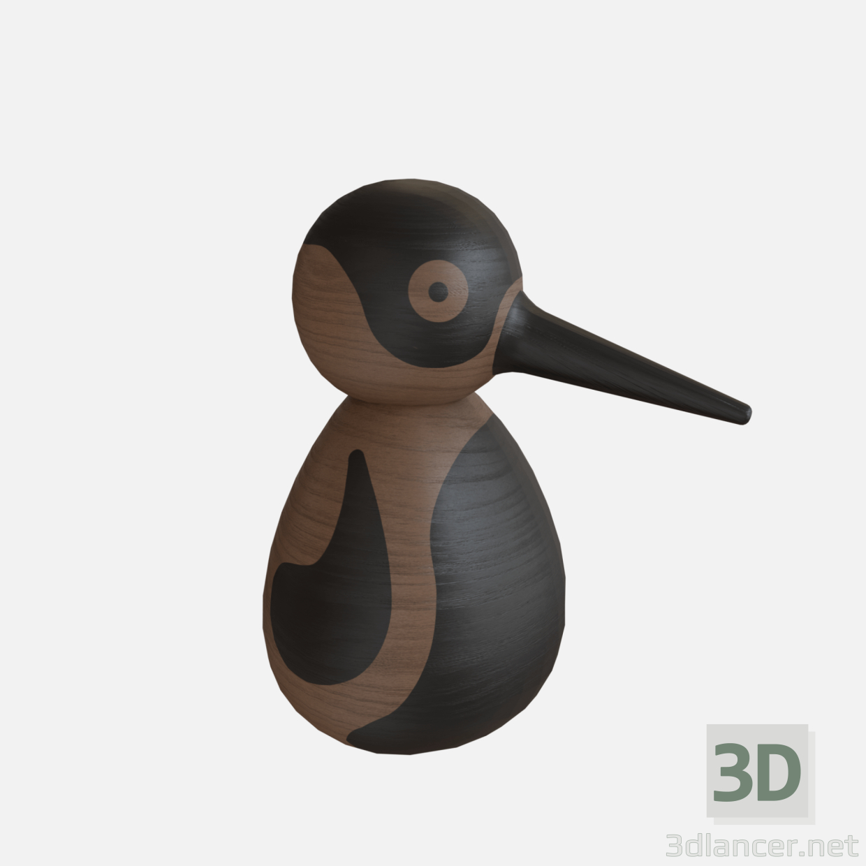 3d Wood bird woodpecker model buy - render