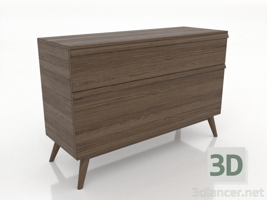 modèle 3D Commode 4 tiroirs 1200 mm (frêne éclairci noyer) - preview modèle 3D Commode 4 tiroirs 1200 mm (frêne éclairci noyer) - preview