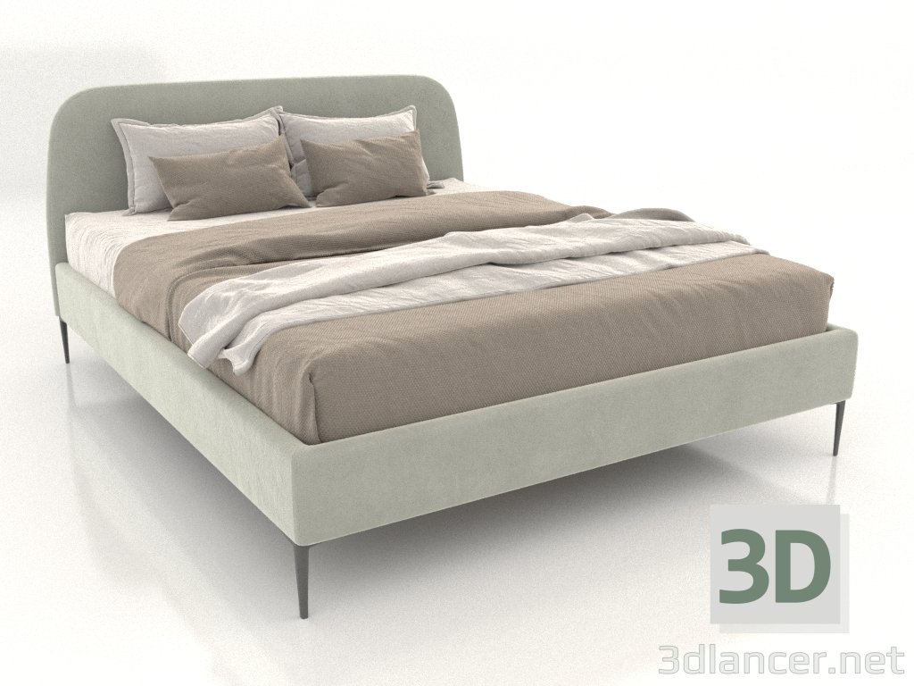 3D modeli Yumuşak başlıklı çift kişilik yatak Camilla - önizleme