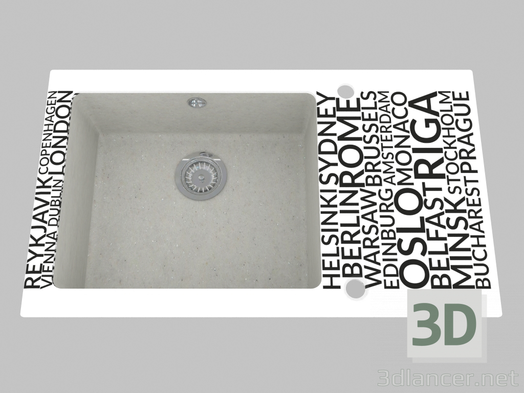 3D modeli Cam granit lavabo, kurutma için kanatlı 1 oda - Edge Diamond Capella (ZSC SA2C) - önizleme