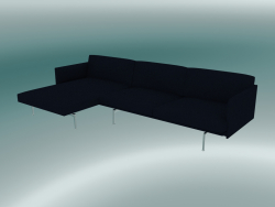 Sofa with deck chair Outline, left (Vidar 554, Polished Aluminum)