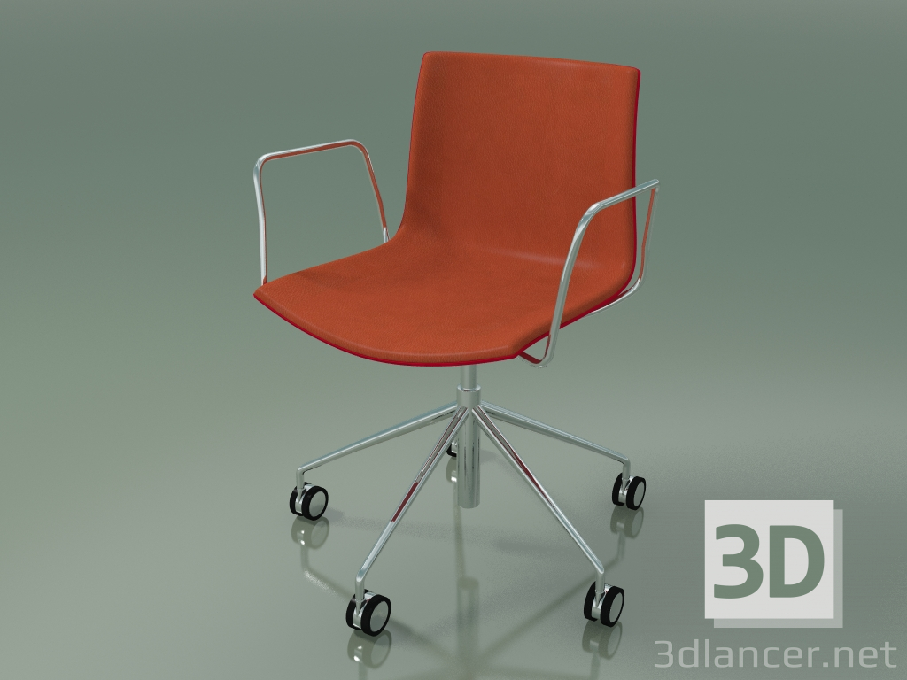 modello 3D Sedia 0466 (5 ruote, con braccioli, con rivestimento frontale, polipropilene PO00104) - anteprima