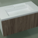 modello 3D Lavabo con cassetto (L 96, P 50, H 48 cm, Noce Canaletto O07) - anteprima