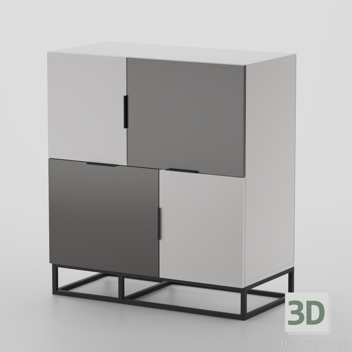 Kommode-Loft-Pure-4-türig 3D-Modell kaufen - Rendern