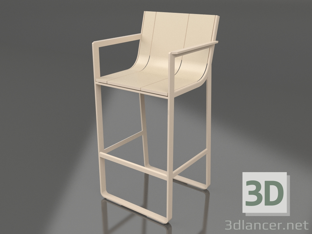 modèle 3D Tabouret avec dossier haut et accoudoirs (Sable) - preview