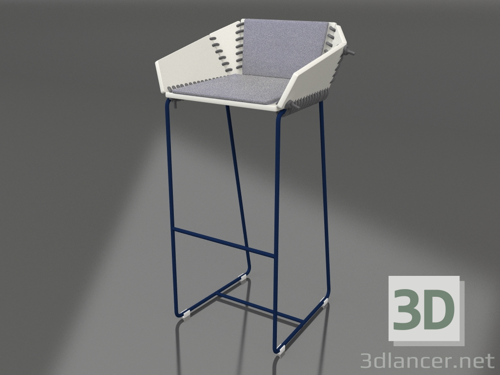 Modelo 3d Cadeira alta com encosto (azul noite) - preview