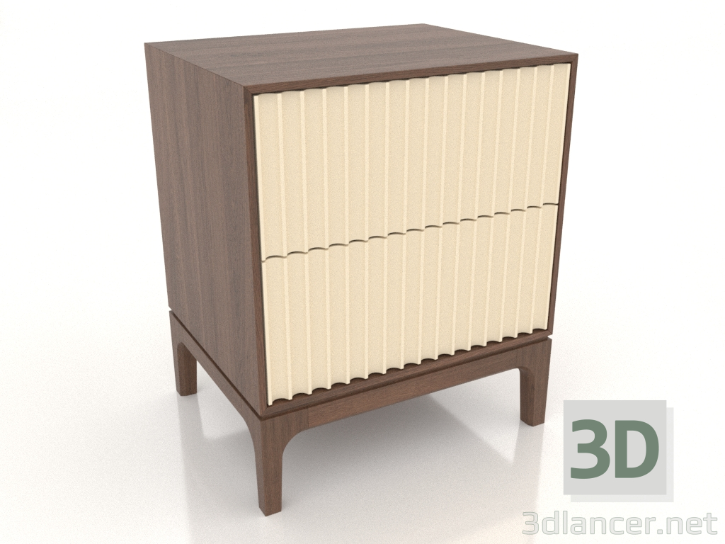 modèle 3D Table de chevet FARGO 2 tiroirs avec façades fraisées (vanille, chêne tabac, option 2) - preview modèle 3D Table de chevet FARGO 2 tiroirs avec façades fraisées (vanille, chêne tabac, option 2) - preview