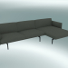 modello 3D Divano con chaise longue muta, destra (Fiord 961, nero) - anteprima