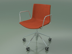 Silla 0334 (5 ruedas, con reposabrazos, con moldura frontal, efecto teca)