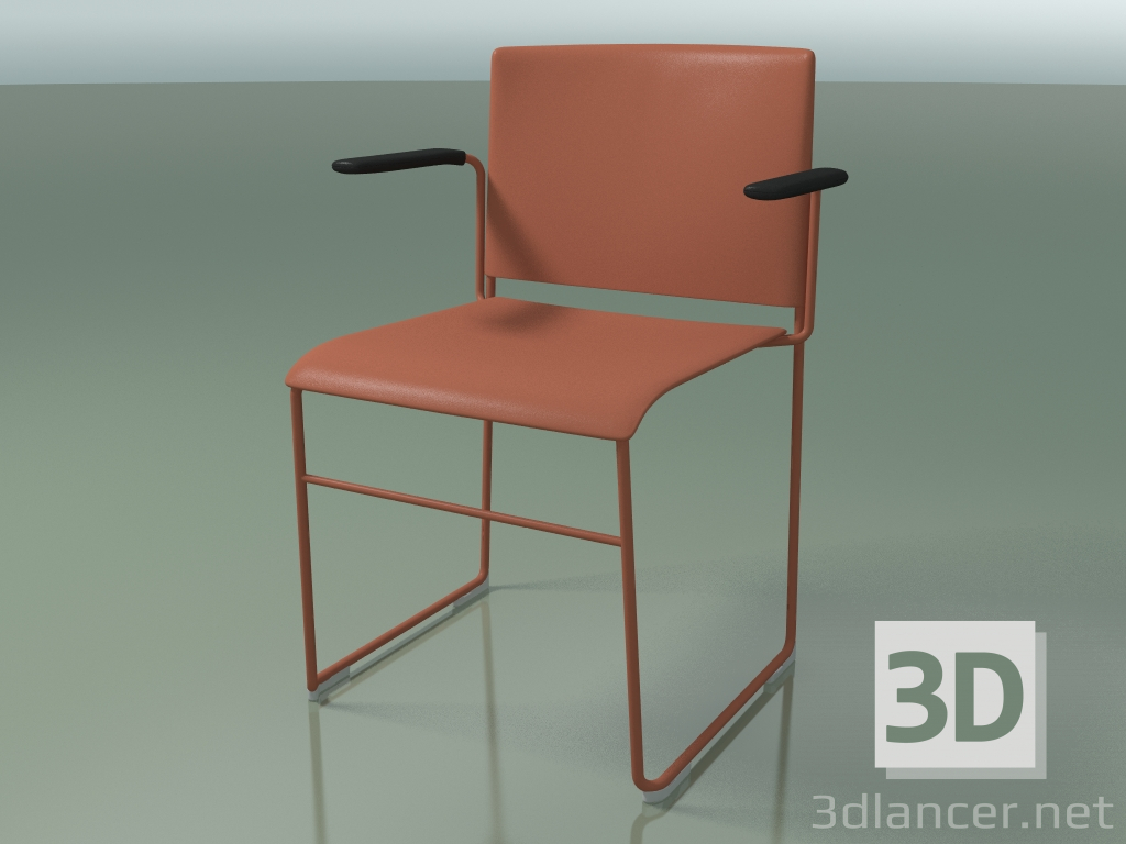 3D Modell Stapelbarer Stuhl mit Armlehnen 6603 (Polypropylen Rust, V63) - Vorschau