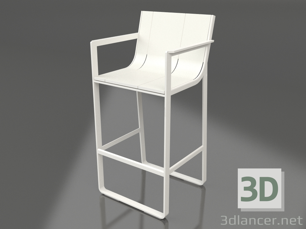 modèle 3D Tabouret avec dossier haut et accoudoirs (Gris agate) - preview