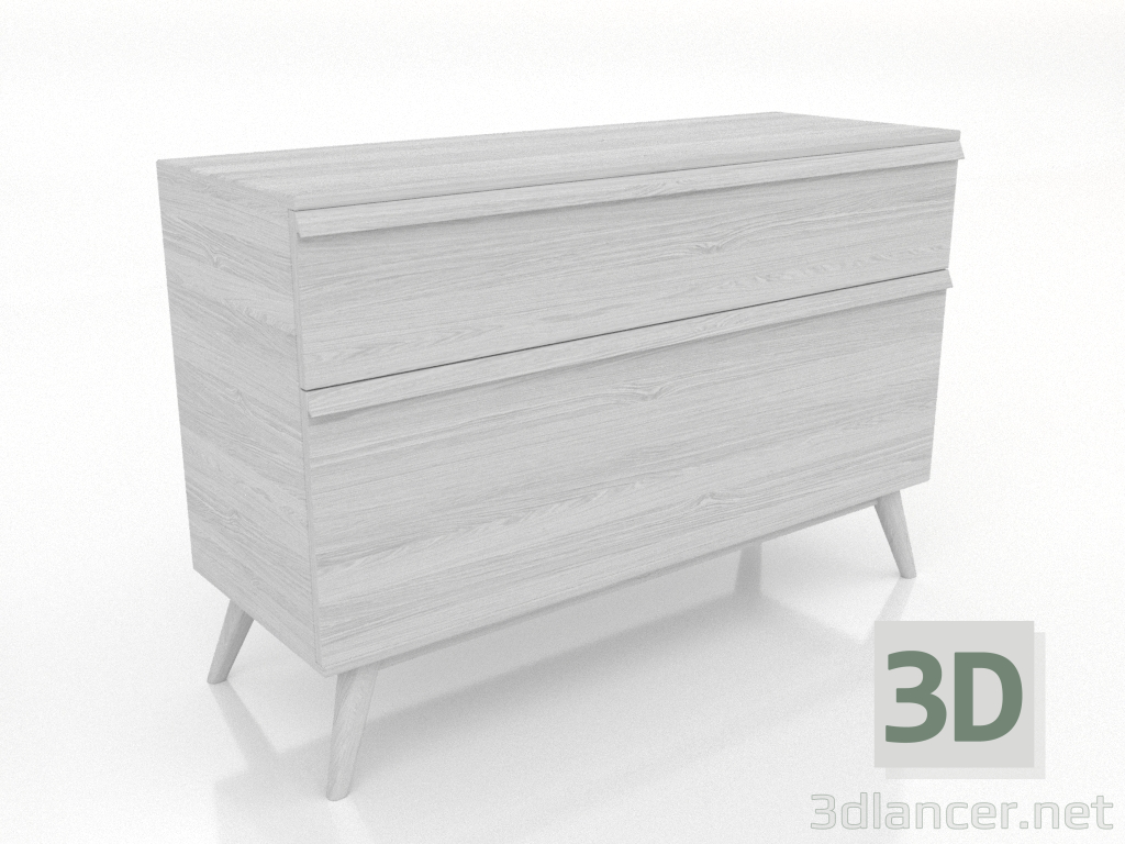 3D Modell Kommode 4 1200 mm (weiß RAL 9010) - Vorschau 3D Modell Kommode 4 1200 mm (weiß RAL 9010) - Vorschau