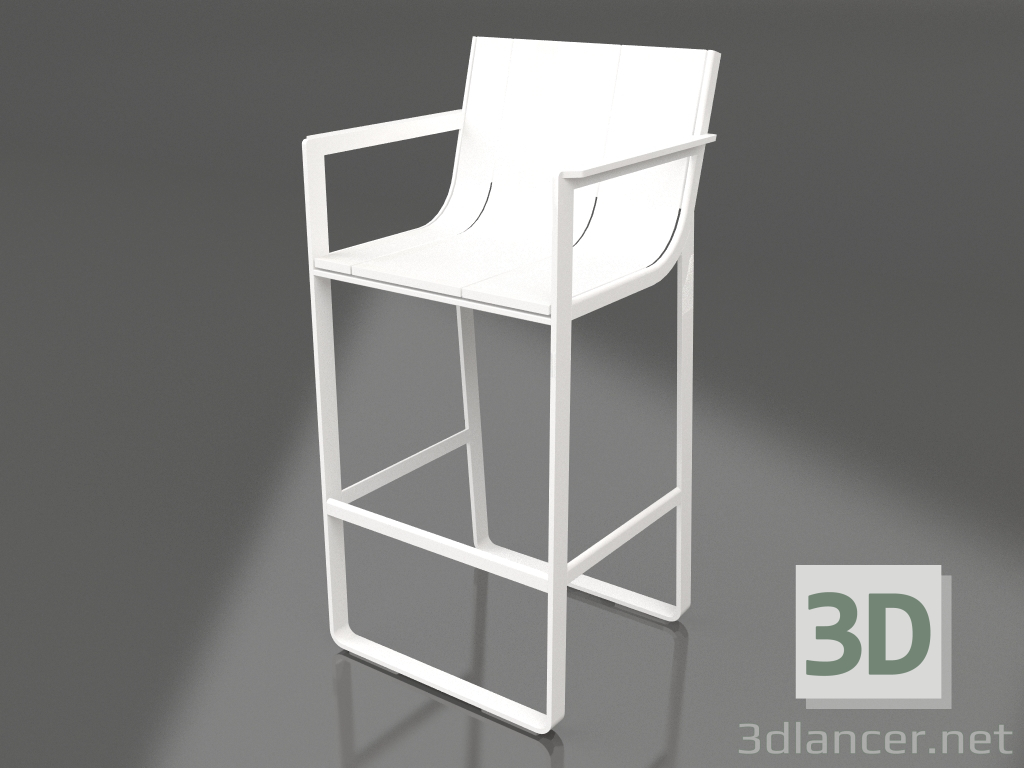 3d model Taburete con respaldo alto y reposabrazos (Blanco) - vista previa