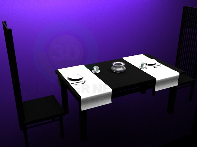 Modelo 3d Mesa e cadeiras - preview