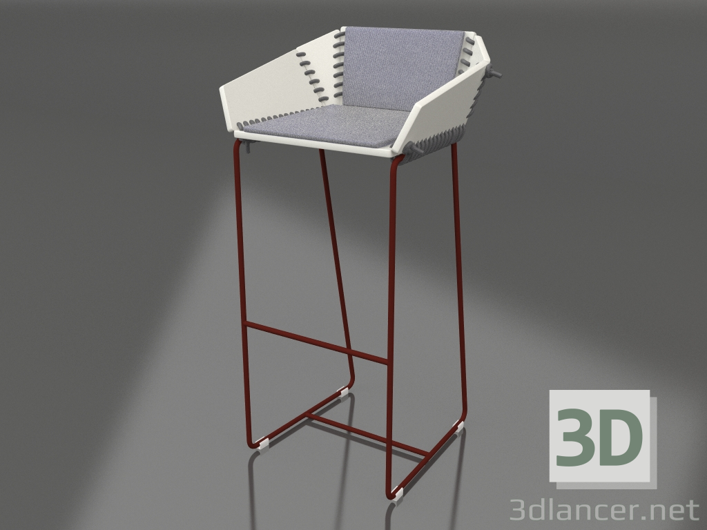 modèle 3D Chaise haute avec dossier (rouge vin) - preview