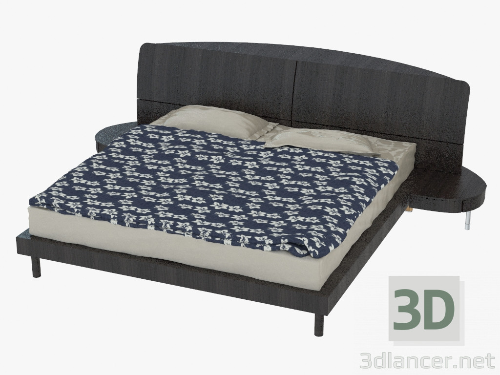 modello 3D Letto matrimoniale con finitura in pelle (JSB1016) - anteprima