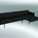 Modelo 3d Sofá com chaise lounge Contorno, à direita (refinar couro preto, preto) - preview