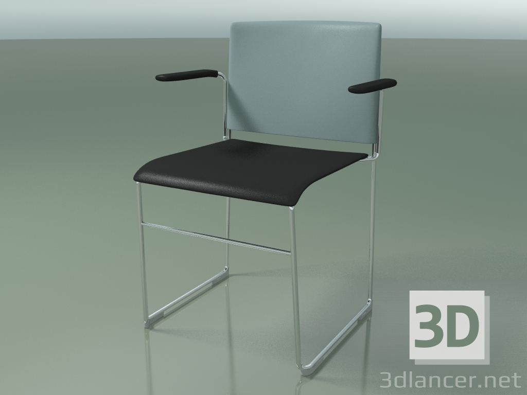 3d model Silla apilable con reposabrazos 6603 (polipropileno Gasolina co segundo color, CRO) - vista previa