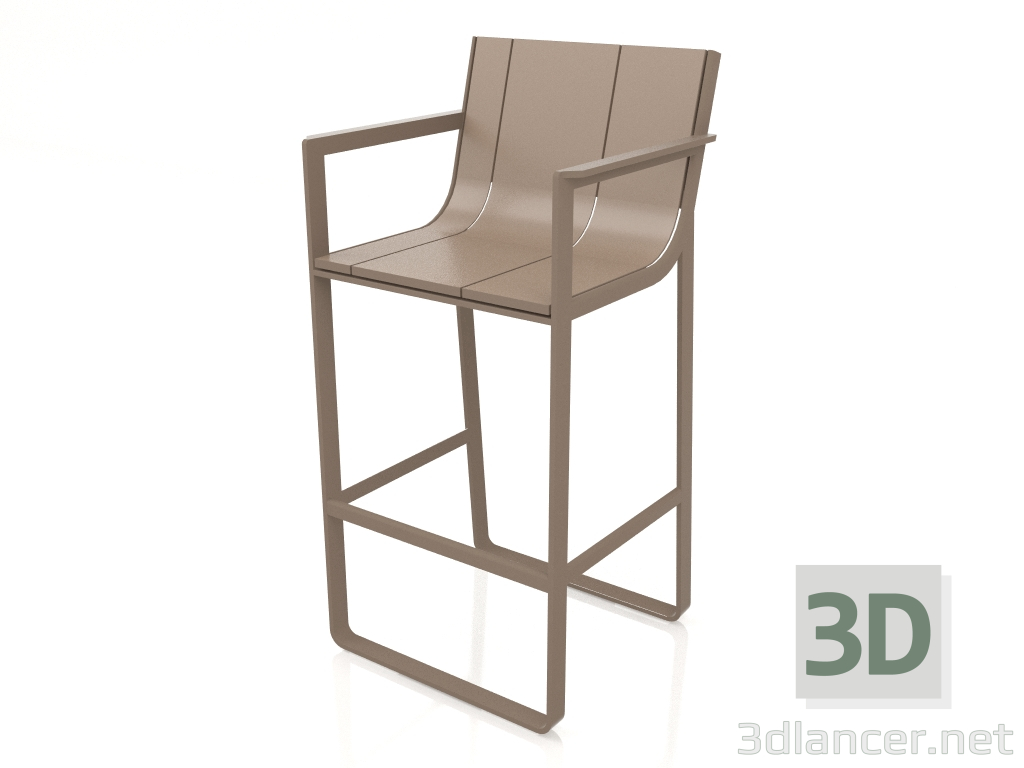 modèle 3D Tabouret avec dossier haut et accoudoirs (Bronze) - preview