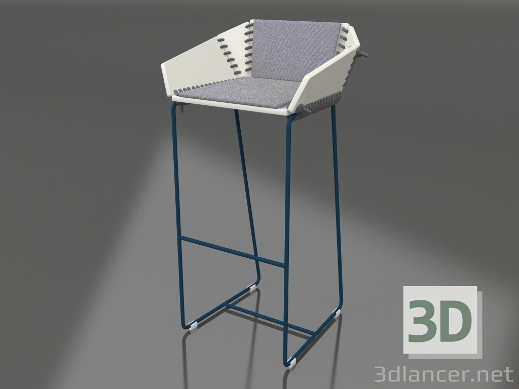 modèle 3D Chaise haute avec dossier (Gris bleu) - preview