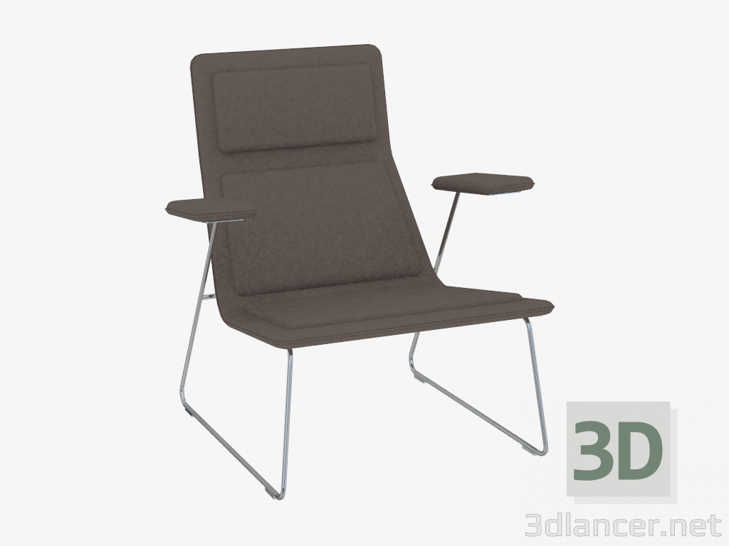 Modelo 3d Poltrona de couro com braços Low Pad - preview