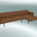 3D Modell Sofa mit Chaiselongue Outline rechts (Refine Cognac Leather, Black) - Vorschau