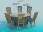 Dining table and chairs