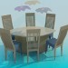 3d model Dining table and chairs - preview