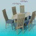 3d model Dining table and chairs - preview