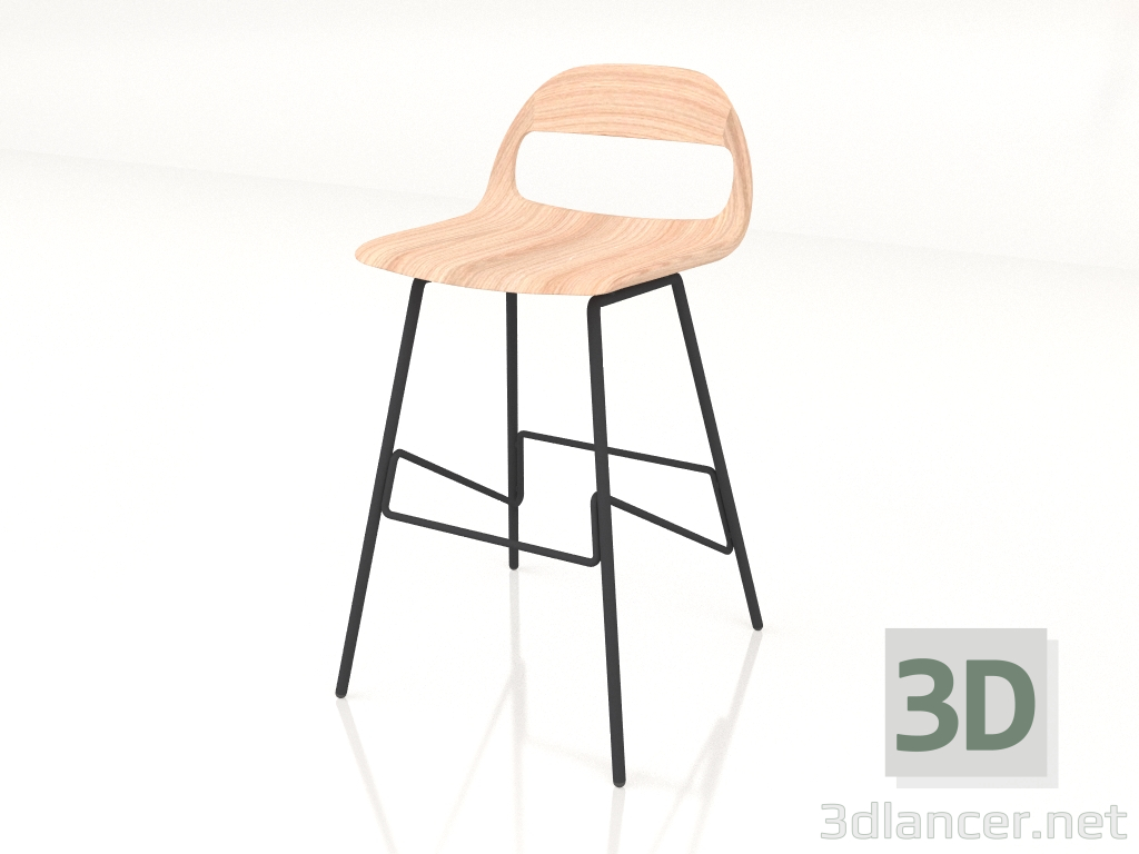 modello 3D Sedia semibarra Leina (Nero) - anteprima