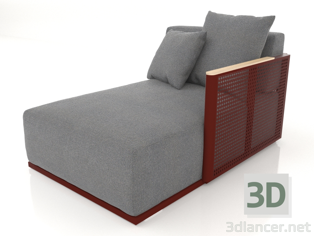 modello 3D Modulo divano sezione 2 destra (Rosso vino) - anteprima