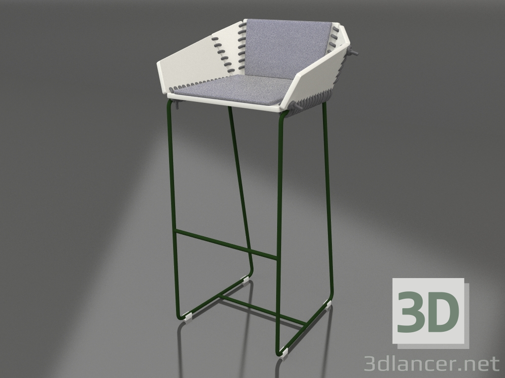 modèle 3D Chaise haute avec dossier (Vert bouteille) - preview