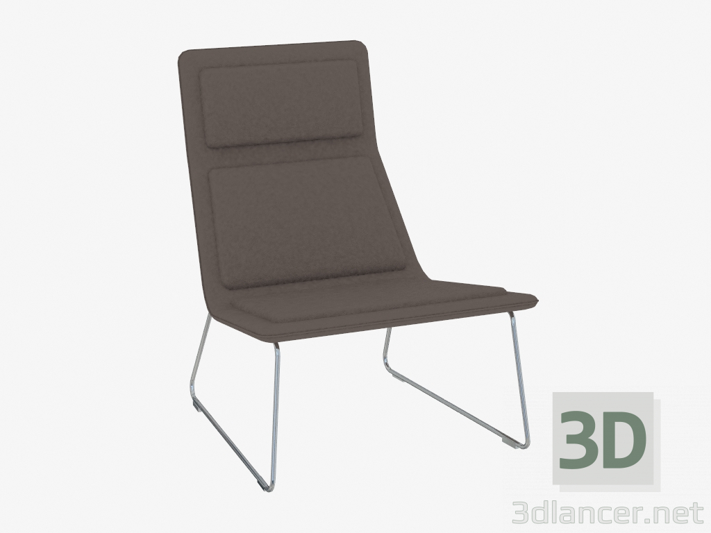 3d model Sillón con tapicería de cuero sin brazos Low Pad - vista previa