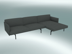 Sofa mit Chaiselongue Outline rechts (Remix 163, Schwarz)