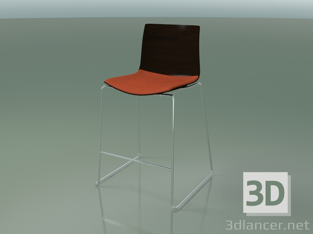 3d model Taburete de bar 0304 (en un trineo, con una almohada en el asiento, wengué) - vista previa