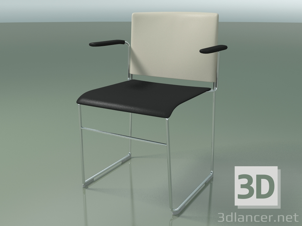 3d model Silla apilable con reposabrazos 6603 (polipropileno Marfil co segundo color, CRO) - vista previa