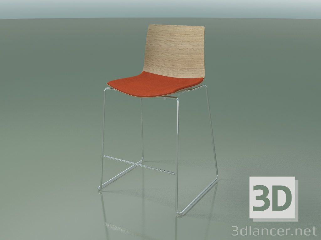 Modelo 3d Banqueta de bar 0304 (em um trenó, com um travesseiro no assento, em carvalho branqueado) - preview