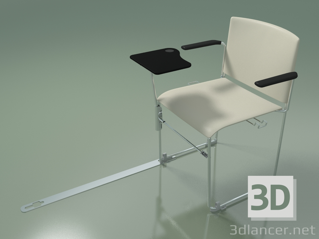 3d model Silla apilable con reposabrazos y accesorios 6603 (polipropileno marfil, CRO) - vista previa