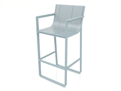 Tabouret avec dossier haut et accoudoirs (Bleu gris)