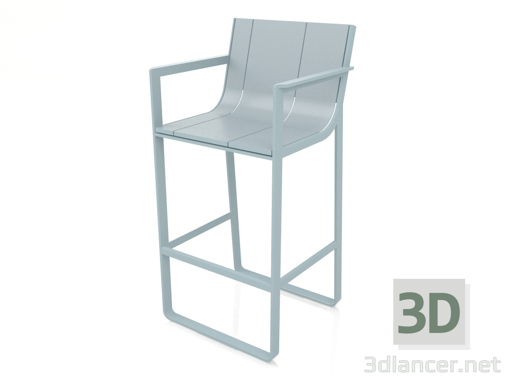 3d model Taburete con respaldo alto y reposabrazos (Gris azul) - vista previa