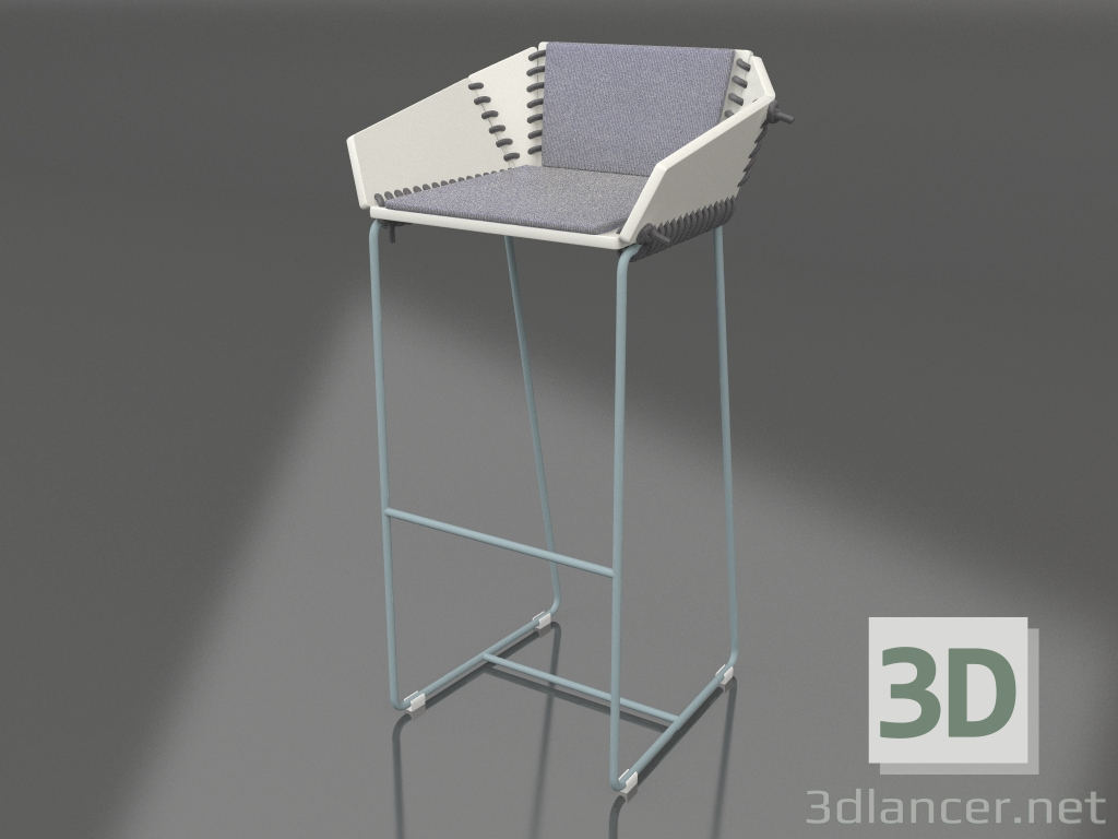 modèle 3D Chaise haute avec dossier (Bleu gris) - preview