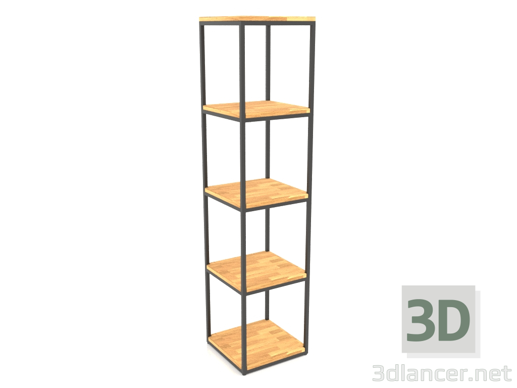 modello 3D Scaffale quadrato grande (PAVIMENTO LEGNO, 40x40x170, 5 ripiani) - anteprima