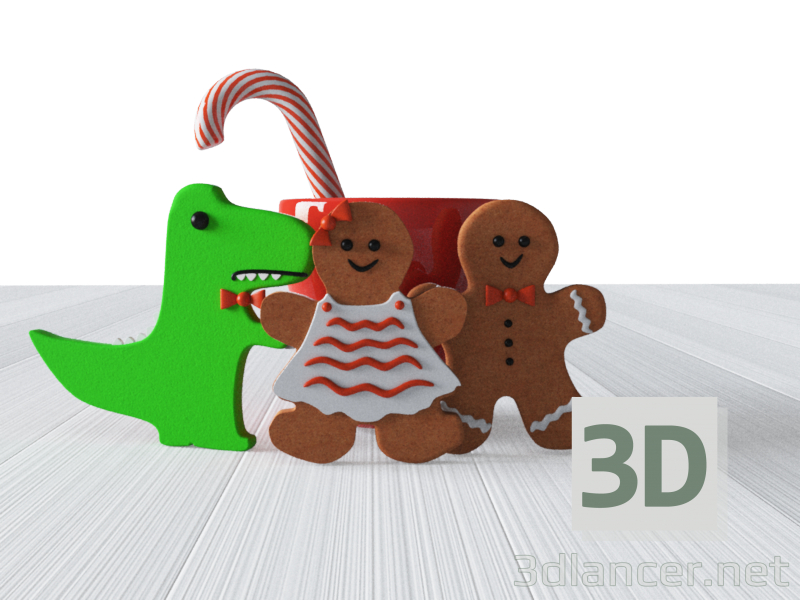 Galletas y taza 3D modelo Compro - render