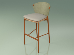 Tabouret de bar 050 (Olive, Métal Rouille, Teck)