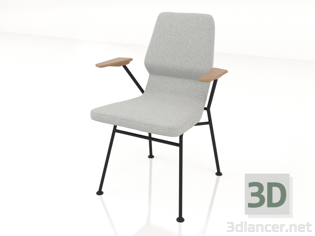 modèle 3D Chaise sur pieds métal D16 mm avec accoudoirs - preview