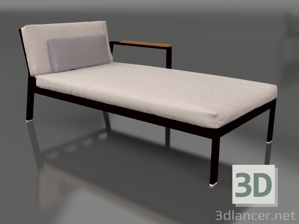 3d model Módulo sofá sección 2 derecha (Negro) - vista previa